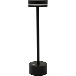 Luxus Tafellamp Touch - Yvette - Zwart - 31cm - Tafellamp - Terraslamp - Bureaulamp - LED - Oplaadbaar - Dimbaar - Draadloos - Industrieel en modern - Op batterijen - Nachtlamp voor de slaapkamer - Tafellamp voor binnen en buiten