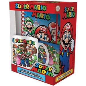 Nintento Super Mario - Geschenkset - Mok - Notitieboekje - Onderzetter en Sleutelhanger