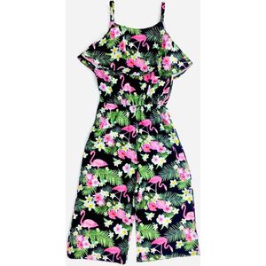 S&C Jumpsuit - Flamingo's - Zwart/Multi - Maat 116