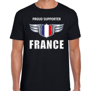 Proud supporter France / Frankrijk t-shirt zwart voor heren - landen supporter shirt / kleding - Songfestival / EK / WK L