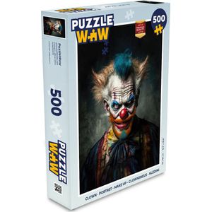 Puzzel Clown - Portret - Make up - Clownsneus - Kleding - Legpuzzel - Puzzel 500 stukjes