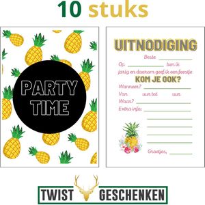 Uitnodigingen kinderfeestje - 10 stuks - uitnodigen feestje ananas - uitnodiging kinderfeestje - uitnodigingen meisjes - zomer