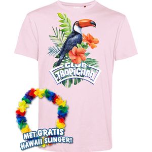 T-shirt Toekan Tropical | Toppers in Concert 2024 | Club Tropicana | Hawaii Shirt | Ibiza Kleding | Lichtroze | maat XL