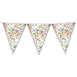 1x Confetti thema feest vlaggenlijnen van plastic 10 meter - Kinderfeestje/kinderverjaardag - Feest/verjaardag - Thema feest - Confetti feestversiering - Vlaggenlijnen/slingers - Vlaggenlijn van plastic