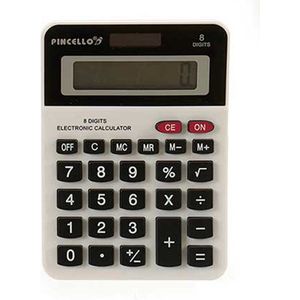 Pincello - Rekenmachine/calculator - wit - 10 x 14 cm - voor school of kantoor - Solar