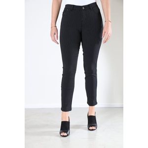 New Star dames broek - broek slim fit model - Mackay - zwart / wit pine stripe - maat 38