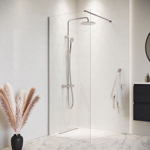 Badplaats Douchewand Florida 60 x 200 cm - Chroom – Inloopdouche 8 mm Veiligheidsglas