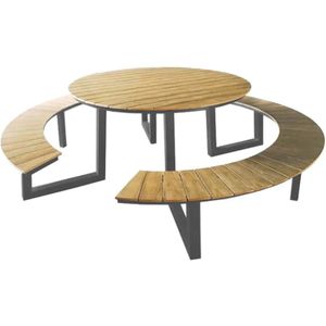 Rockwood® Picknicktafel Rockwood Aluminium Rond - Antraciet onderstel 1.40m