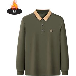 Livano Poloshirt Heren - T-Shirt Heren - Shirt - Overhemd - Polo Shirt Lange Mouwen - Legergroen - L