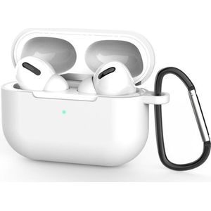 Beschermhoes met riemclip voor Apple Airpods Pro - Wit - Siliconen case geschikt voor Apple Airpods Pro