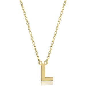 Letter L Initial Gold Plated Ketting Zilver (925 sterling) Trendy Minimalistisch Combi Bedel Goudkleurig Dames Meisje | Cadeau Voor Vrouw