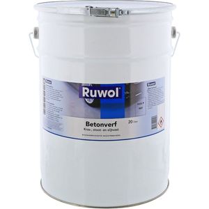 Ruwol Betonverf Standaard Wit 20 liter - Voor binnen en buiten - Alle kleuren - Kras-, stoot- en slijtvaste verf voor beton en steen - Betonverf voor buiten