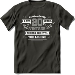 20 Jaar Legend T-Shirt | Zilver - Wit | Grappig Verjaardag en Feest Cadeau | Dames - Heren - Unisex | Kleding Kado | - Donker Grijs - XL