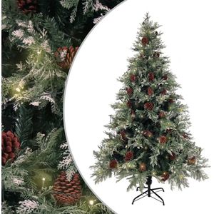 vidaXL-Kerstboom-met-LED-en-dennenappels-120-cm-PVC-en-PE-groen-en-wit