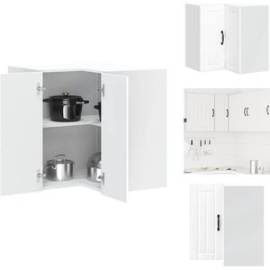 vidaXL Keuken Muur Hoekkast - Keuken Muur Hoekkasten - Keuken Wandkast - Muur Hoekkast - Keukenwandhoekkast Lucca bewerkt hout wit