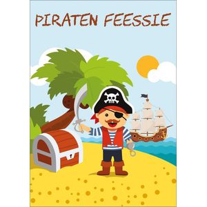 Vrolijke set met 10 dezelfde uitnodigingen voor een kinderfeestje (uitnodiging verjaardag voor kinderen) - Piraten - invulbaar - Leuke Post - Set 2