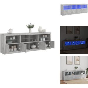 vidaXL Dressoir - Dressoirs - Opbergkast - Buffet - Dressoir met LED-verlichting 202x37x67 cm betongrijs