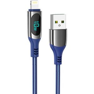 Hoco USB naar Lightning kabel 1.2 Meter| Lightning connector | USB 2.0 SuperSpeed | 3A snelladen | Nylon mantel | Datakabel | Oplaadkabel | Geschikt voor iPad, iPhone, iPod, EarPods | Donker Blauw 105365