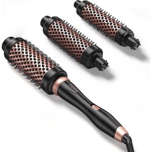 3-in-1 Keramische Ronde Borstel voor Volumineuze Krullen en Golfjes - Snel Opwarmende Hairstyler