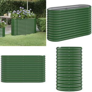 vidaXL Plantenbak 114x40x68 cm gepoedercoat staal groen - Plantenbak - Plantenbakken - Bloembak - Kweekbak