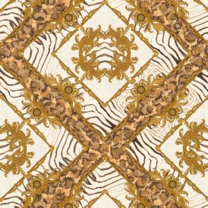 Exclusief luxe behang Profhome 349043-GU vliesbehang licht gestructureerd met luipaard-print glanzend goud crèmewit bruin 7,035 m2