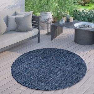 Paco Home Outdoor Vloerkleed Rond Weerbestendig Balkon Terras Keukenvloerkleed Eenkleurig 80 cm Rund