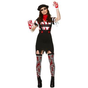 Karnival Costumes Bloederige Pantomime Speler Horror Mimespeler Kostuum Dames Halloween Kostuum Volwassenen - Maat S