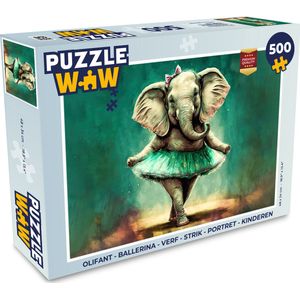 Puzzel Olifant - Ballerina - Verf - Strik - Portret - Kinderen - Legpuzzel - Puzzel 500 stukjes