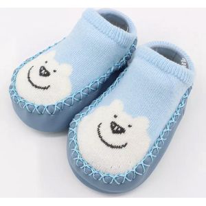 Slofjes Baby - IJsbeer - Voetlengte 11.5 CM - Maat 19/20 - Anti-Slip Zooltje - Kraamcadeautje - Unisex - 6 tot 12 Maanden