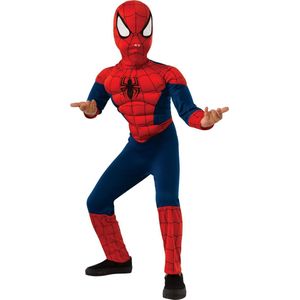 Rubies - Spiderman Kostuum - Peter Parker Geheime Spiderman Kind Kostuum - Blauw, Rood - Maat 104 - Carnavalskleding - Verkleedkleding