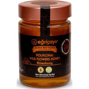 Egricayir eu - Polyfloral honing TA16+ -Turkse rauwe pure geneeskrachtige wilde bloemen honing - 450gr (Taurusgebergte) - T 16,5 MGO700+ - Bekroond tot de "" Beste honing ter wereld "" - Geproduceerd op 2500m - Honing in zijn puurste vorm -