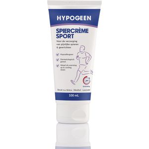 Hypogeen Spiercrème Sport - verzorging van pijnlijke spieren & gewrichten - ideaal als cooling down & warming up - vermindert blessures - ook voor de (over) gevoelige huid - tube 100ml