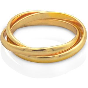 Schitterende 18K Gold Plated 3in1 Zilveren Ring 17,25 mm.