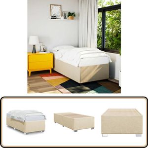 vidaXL Bedframe 100x200 cm Crème Stof Bed Frame - Slaapcomfort - Tweepersoonsbed - Boxspring - Creme Kleurtoneel