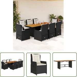 The Living Store Tuinmeubelen Set - Tafel 190x80x74 cm - Stoel Zwart PE-rattan - Verstelbare Rugleuning