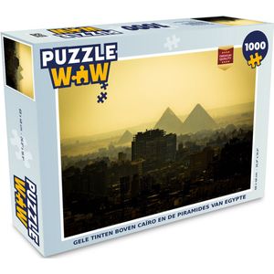 Puzzel Gele tinten boven Caïro en de piramides van Egypte - Legpuzzel - Puzzel 1000 stukjes volwassenen