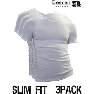 Beeren | T-Shirt | V-Hals | MAAT XL | 3-Pack | Wit | Slim Fit