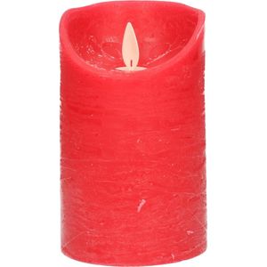 1x Rode LED kaarsen / stompkaarsen 12,5 cm - Luxe kaarsen op batterijen met bewegende vlam