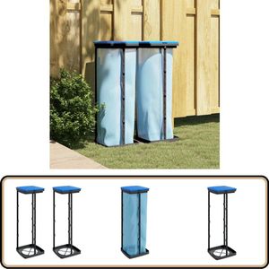 vidaXL Vuilniszakhouders 120L - Set van 2 Vuilniszakhouder - Prullenbak - Afvalcontainer - Polypropyleen - Zwarte Prullenbak