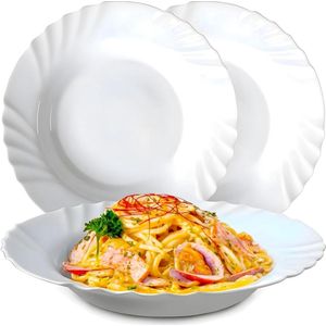 Opalen titanium wit bordenservies voor 6 personen - duurzaam en elegant - magnetron- en vaatwasmachinebestendig - speciale diners bordenset 6 person