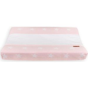 Baby's Only Gebreide baby aankleedkussenhoes - Waskussenhoes - Overtrek verzorgingskussen Star - Baby Roze/Wit - 45x70 cm