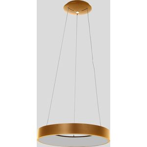 Ronde verstelbare eettafellamp Ringlede | 1 lichts | bruin / goud | kunststof / metaal | Ø 48 cm | in hoogte verstelbaar tot 135 cm | eettafellamp | modern design