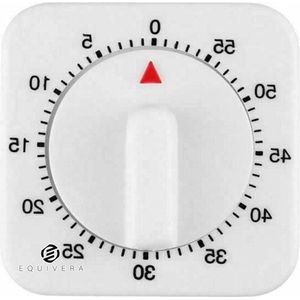 Equivera 60 minuten alarm herinnering keuken timer - wit vierkant opwindbaar bakgereedschap Kookwekker analoog