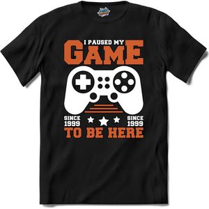 I Paused My Game To Be Here | Gamen - Hobby - Controller - T-Shirt - Unisex - Zwart - Maat 4XL