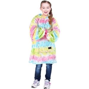 Hoodie Deken Met Print - Hodie Deken Met Mouwen - Hoodie Deken Kinderen - Regenboog Eenhoorn