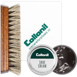 Collonil | Schoenpoets set 3-delig | Shoe cream | Poetsdoek | Borstel | Mink Grey