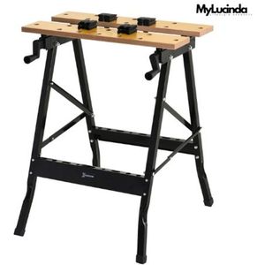 Mylucinda® Werkbank – Opvouwbaar Met 4 Klemmen – 56x62x75 cm – Stevige Werktafel Met 70 kg Draagvermogen – Zwart