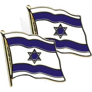 2x stuks pin/broche vlag Israel 20 mm - Feestartikelen/kostuum versiering - Landen thema