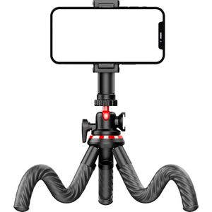 Octopus Flex Statief – 2-in-1 Smartphone & Camera Houder – CO2 - Flexibel Telefoon- en Camerastatief – Geschikt voor iPhone, Samsung, Huawei, Oppo etc - Zwart