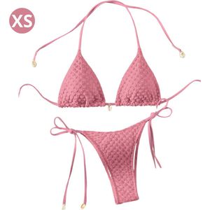 Nivard Bikini Dames - Meisjes Bikini - Badpak - Push Up - Vrouwen Badkleding - Zwemmen - Sexy Set - Top & Broekje - Roze - Maat XS